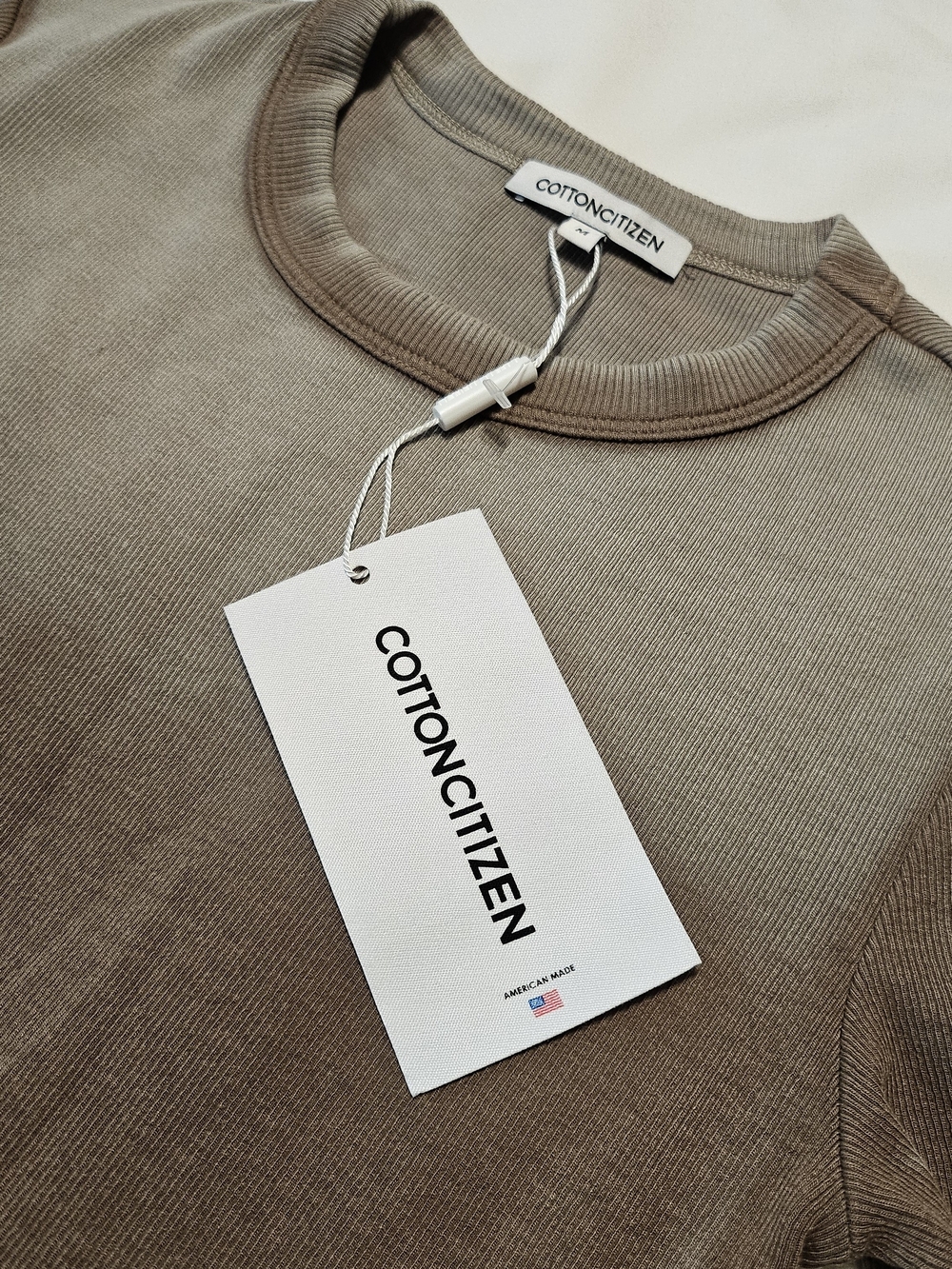 Cotton Citizen Camel Cast Long Sleeve Ribbed Ombre Crewneck Mini Bodycon Dress - Picture 4 of 7